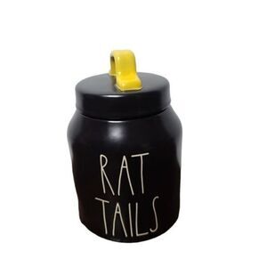 NWT Rae Dunn Rat Tails Halloween Baby Canister Black & Yellow